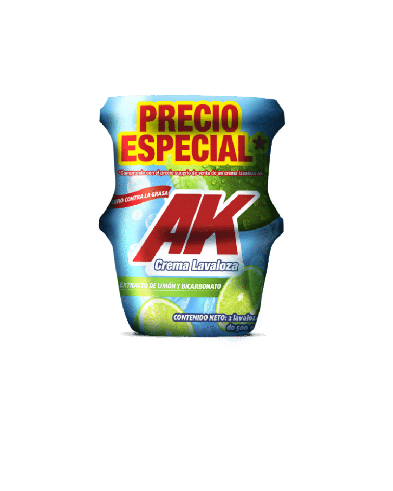 Lava Loza en Crema Ak Limón y Bicarbonato Duo 500 g c/u