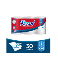 Papel Higiénico Rosal XXG 6 Rollos Triple Hoja de 30 Metros c/u